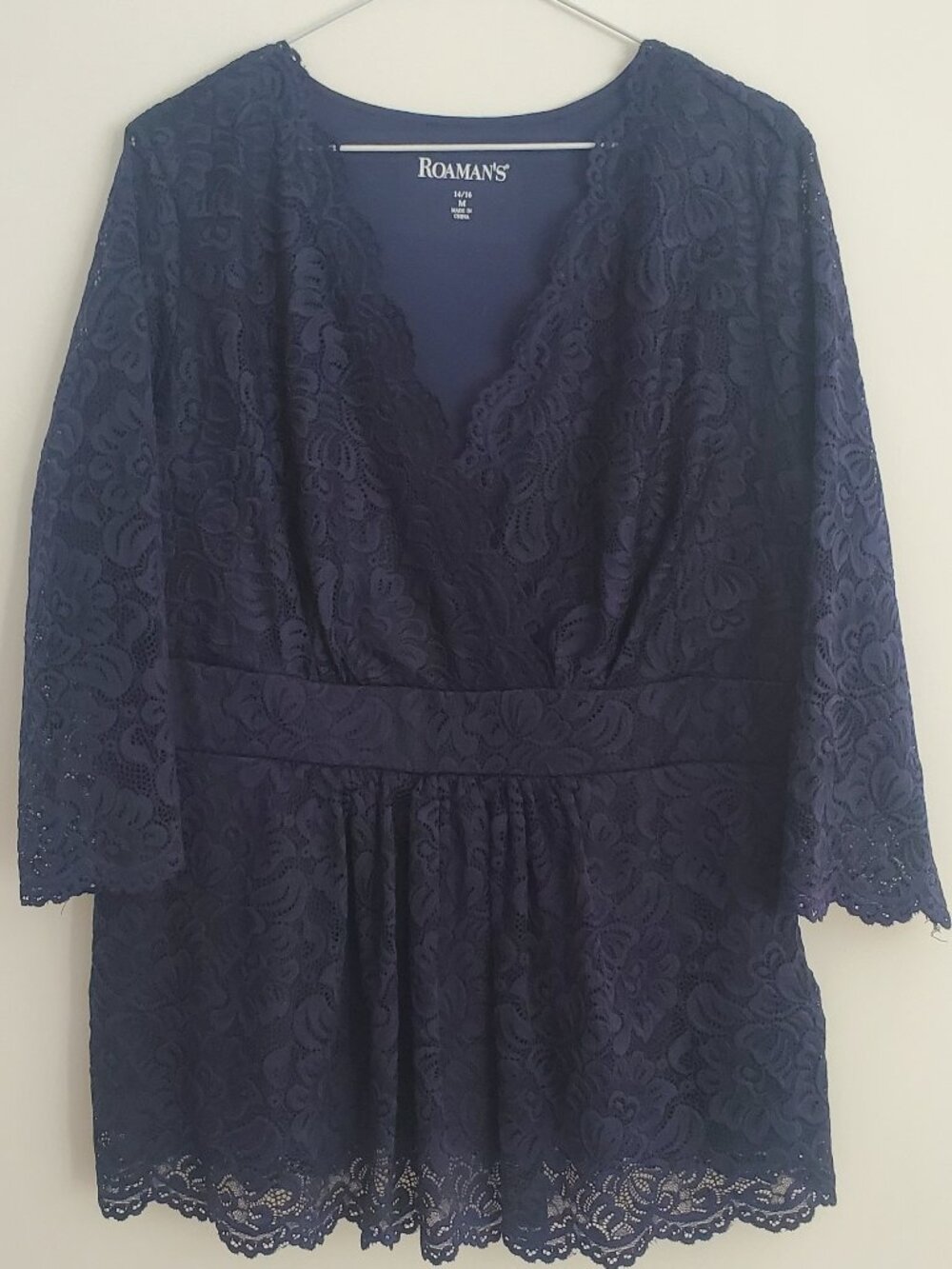 NEWER Violet Blue Lace Crossover Peplum Formal Blouse Top Wedding Guest Outfit